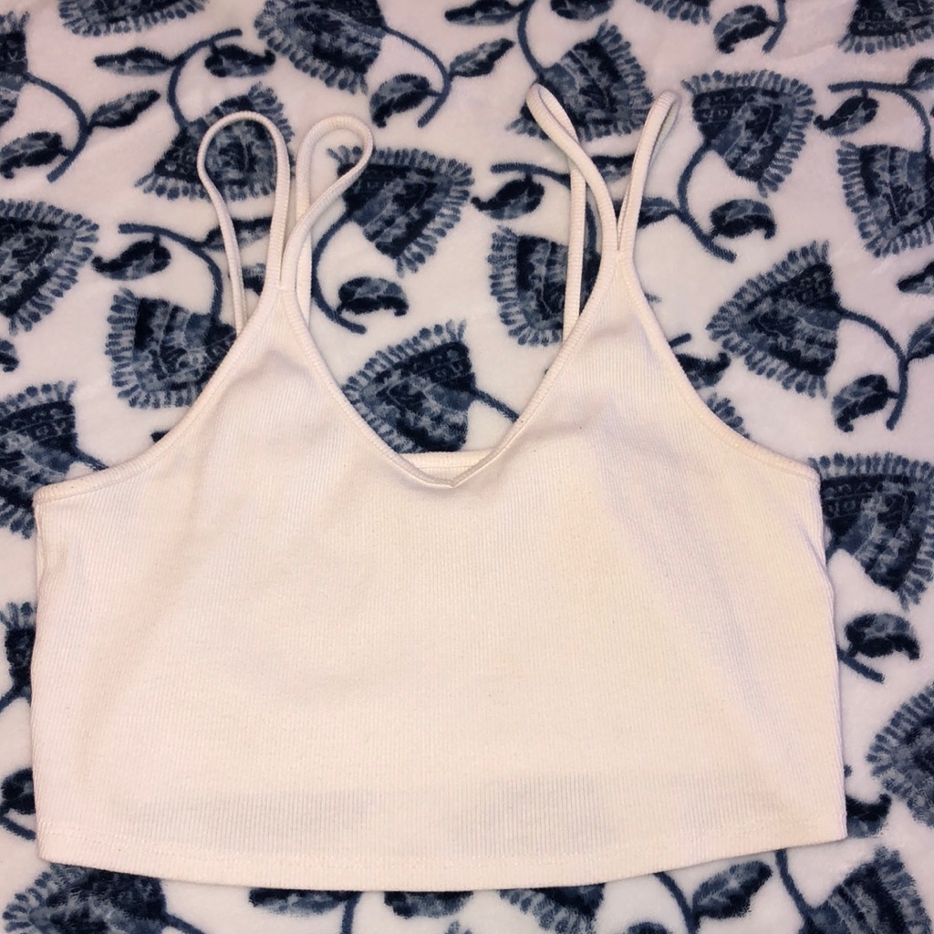 Basic Double Strap White Crop